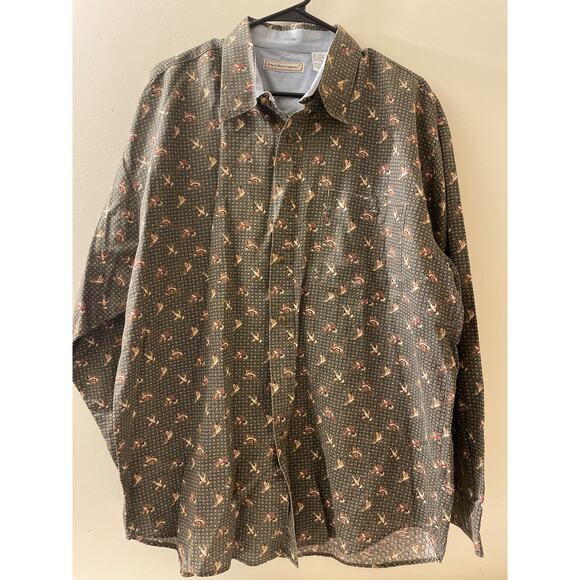 Bugle Boy Company Mens Size XL Vintage Button Down Shirt Flying Bird Duck Print - Picture 1 of 7
